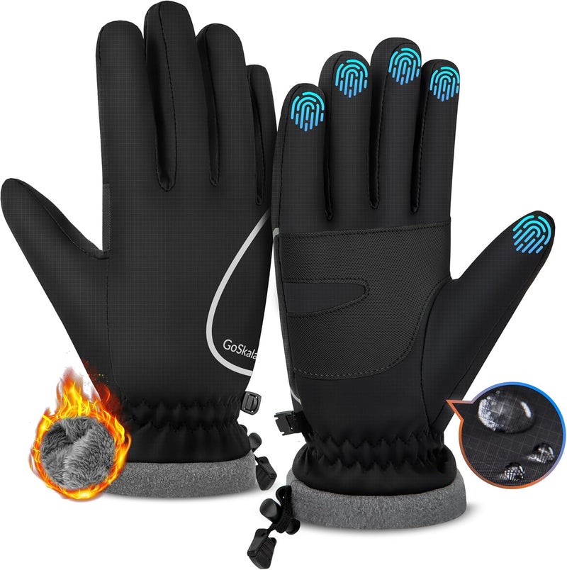 GoSkala Winter Gloves for Women Men, Waterproof and Warm, Sensitive Touch Gloves for Cycling Running Working Outdoor Activities, Black - Image 1